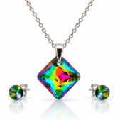 Ezüst ékszerszett - 24 mm - Rombusz Swarovski kristályos ezüst ékszerszett - EkszerWebshop.hu - Vitrail Medium