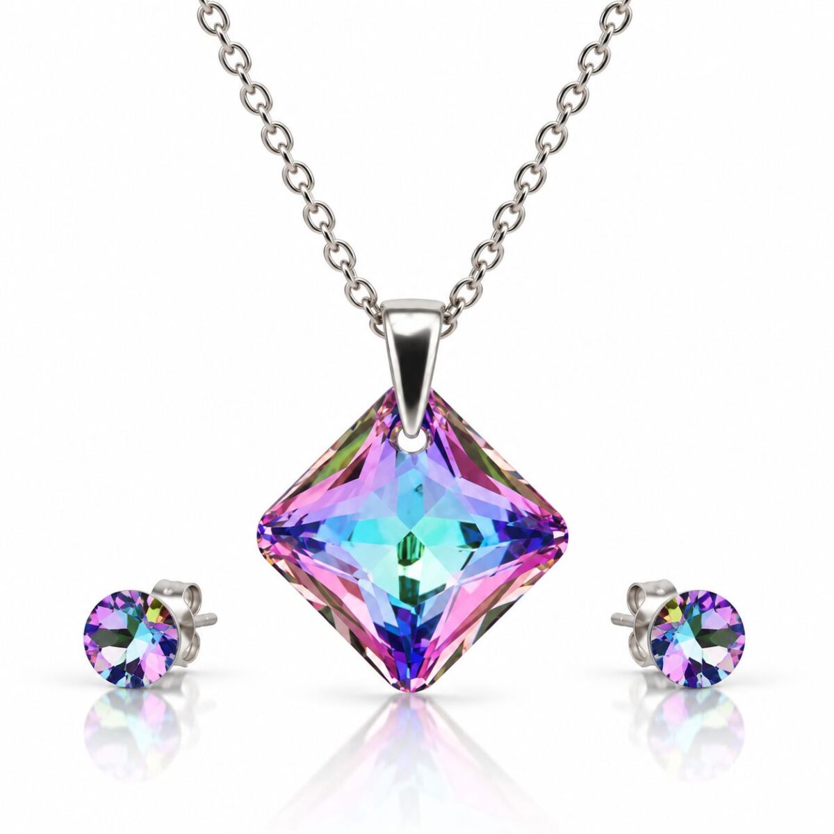6431 - Ezüst ékszerszett - 24 mm - Rombusz Swarovski kristályos ezüst ékszerszett - EkszerWebshop.hu - VitrailLight Ezüst ékszerszett - 24 mm - Rombusz Swarovski kristályos ezüst ékszerszett - EkszerWebshop.hu - VitrailLight