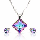 Ezüst ékszerszett - 24 mm - Rombusz Swarovski kristályos ezüst ékszerszett - EkszerWebshop.hu - VitrailLight