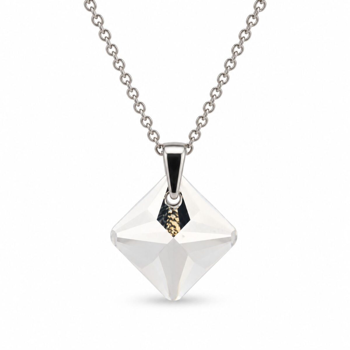 Ezüst nyaklánc - Szögletes swarovski kristály medállal (1.6 cm) - Zöld, Vitrail medium Ezüst nyaklánc - Szögletes swarovski kristály medállal (1.6 cm) - Zöld, Vitrail medium