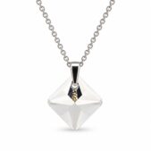 Ezüst nyaklánc - Szögletes swarovski kristály medállal (1.6 cm) - Zöld, Vitrail medium