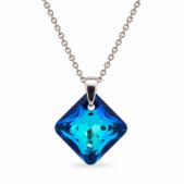 Kék, bermuda blue Rombusz Swarovski kristályos ezüst nyaklánc - EkszerWebshop.hu