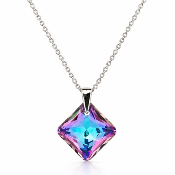 Lila Vitrail Light Rombusz Swarovski kristályos ezüst nyaklánc - EkszerWebshop.hu