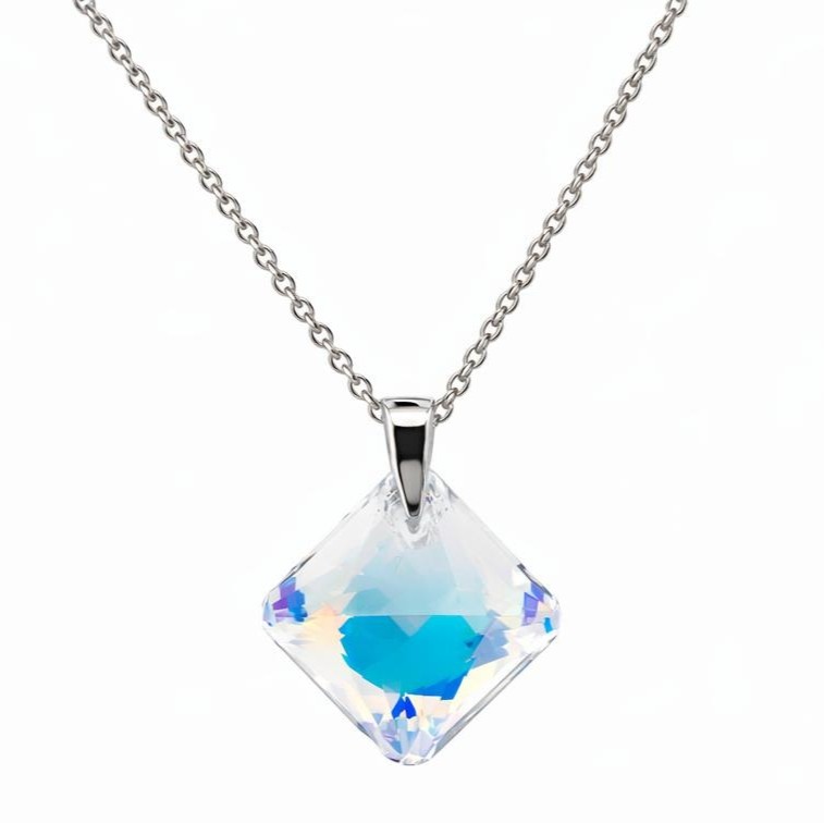 6431- Színjátaszós Rombusz Swarovski kristályos ezüst nyaklánc - EkszerWebshop.hu - hátul Színjátaszós Rombusz Swarovski kristályos ezüst nyaklánc - EkszerWebshop.hu - hátul