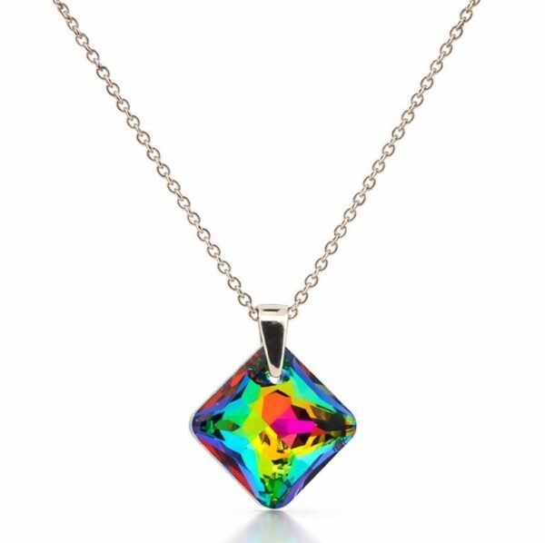 6431- Zöld Vitrail medium Rombusz Swarovski kristályos ezüst nyaklánc - EkszerWebshop.hu h