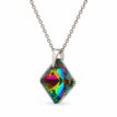 Ezüst nyaklánc - Szögletes swarovski kristály medállal (1.6 cm) - Zöld, Vitrail medium