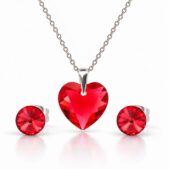 Ezüst ékszerszett - 14 mm - Piros Szív Swarovski kristályos ezüst ékszerszett - EkszerWebshop.hu - Light siam