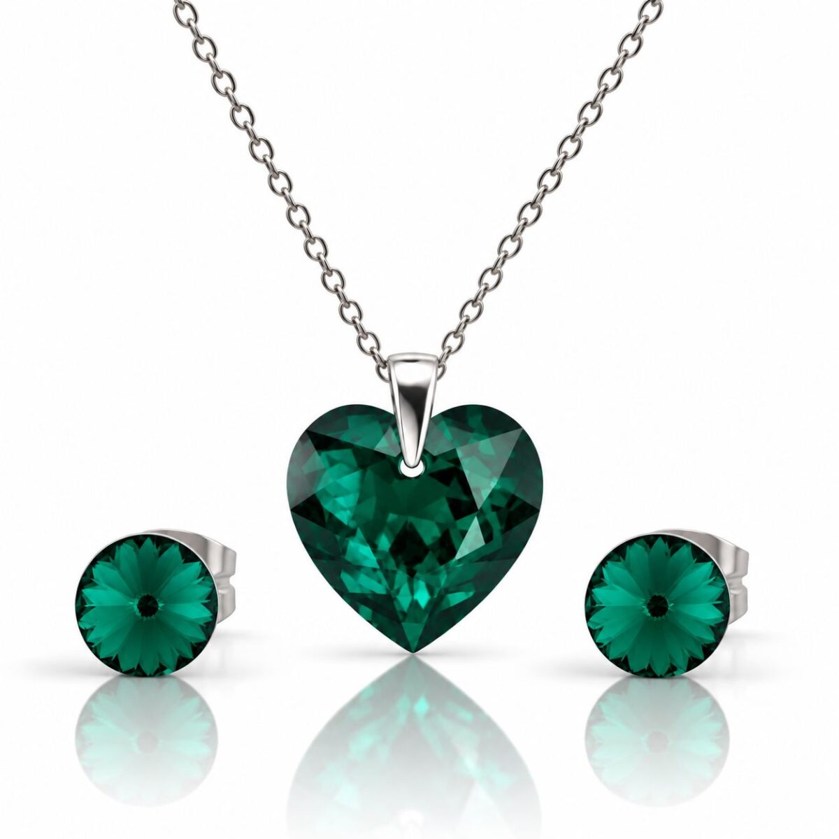 6432 - Ezüst ékszerszett - 14 mm - Zöld Szív Swarovski kristályos ezüst ékszerszett - EkszerWebshop.hu - Emerald zöld 6432 - Ezüst ékszerszett - 14 mm - Zöld Szív Swarovski kristályos ezüst ékszerszett - EkszerWebshop.hu - Emerald zöld