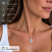Crystal AB Csepp Swarovski kristályos ezüst nyaklánc - EkszerWebshop.hu - nyakon