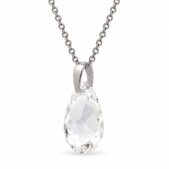 Ezüst nyaklánc - Csepp swarovski kristály medállal (1.6 cm) - Átlátszó, fehér