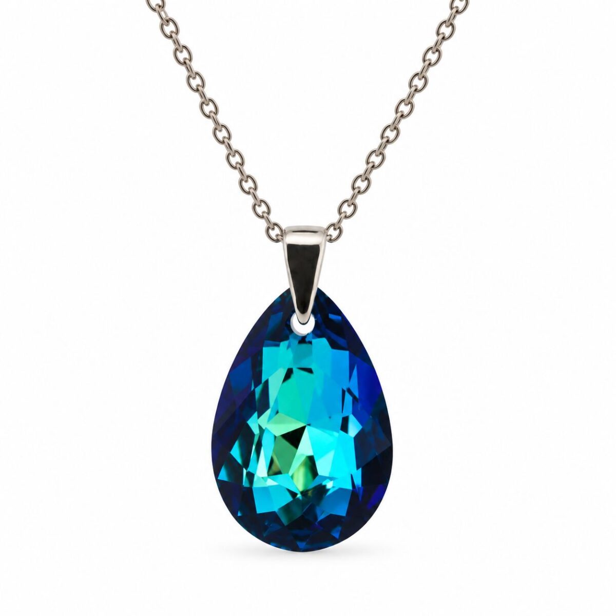 Kék Bermuda Blue Csepp Swarovski kristályos ezüst nyaklánc - EkszerWebshop.hu