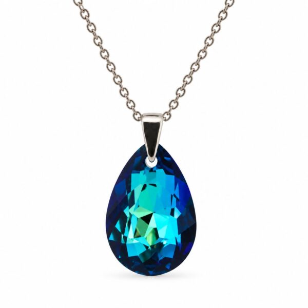 Kék Bermuda Blue Csepp Swarovski kristályos ezüst nyaklánc - EkszerWebshop.hu