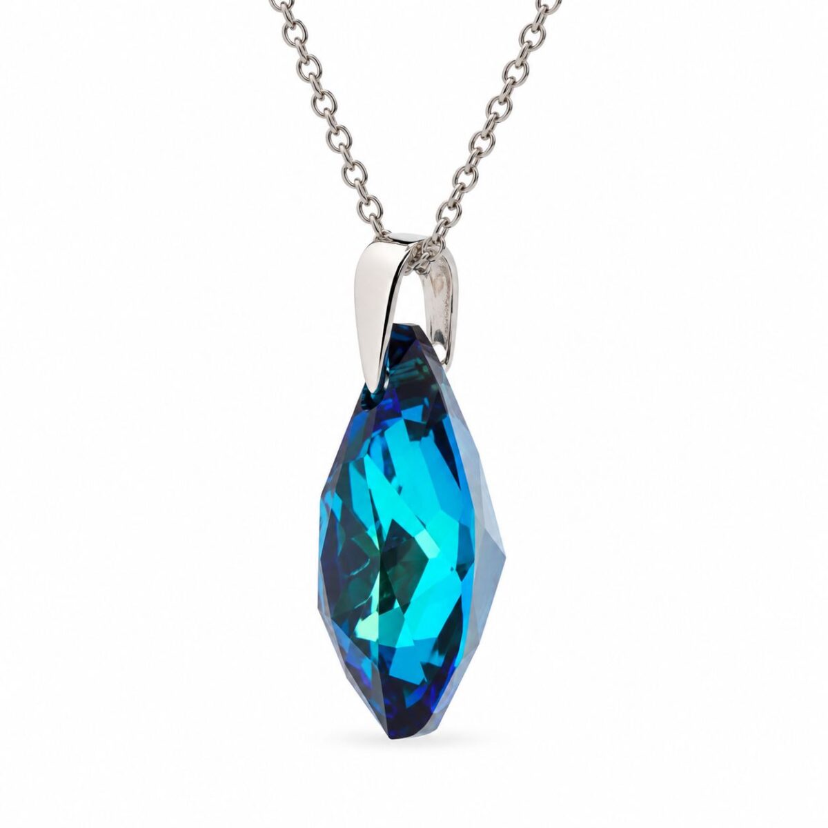 6433 - Kék Bermuda Blue Csepp Swarovski kristályos ezüst nyaklánc - EkszerWebshop.hu - oldalról Kék Bermuda Blue Csepp Swarovski kristályos ezüst nyaklánc - EkszerWebshop.hu - fő