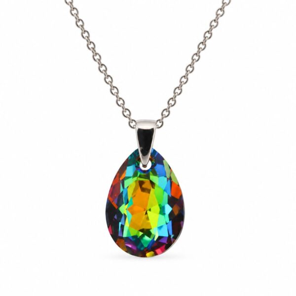 Zöld Vitrail Medium Csepp Swarovski kristályos ezüst nyaklánc - EkszerWebshop.hu