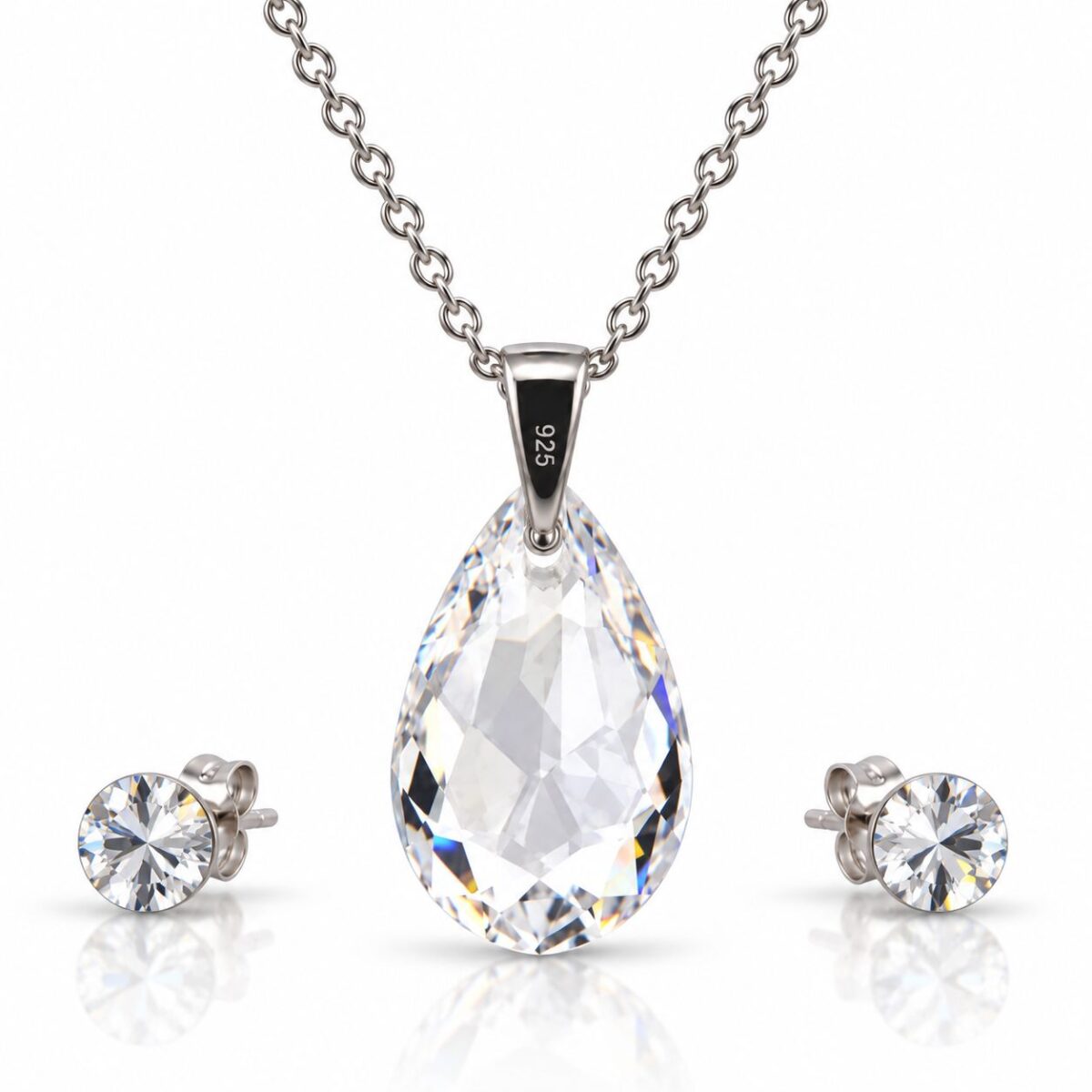 csepp swarovski kristályos ezüst ékszerszett - EkszerWebshop.hu - Fehér, Crystal