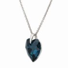 Ezüst nyaklánc - Szív swarovski kristály medállal (1.4 cm) - Kék, montana