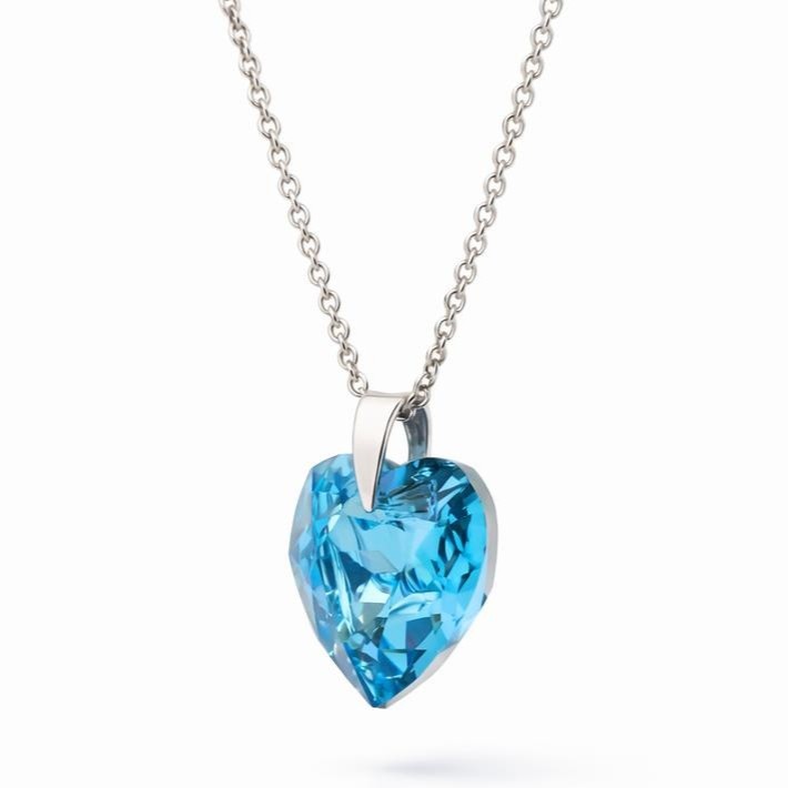 Ezüst nyaklánc - Szív swarovski kristály medállal (1.4 cm) - Világos kék, aquamarine Ezüst nyaklánc - Szív swarovski kristály medállal (1.4 cm) - Világos kék, aquamarine