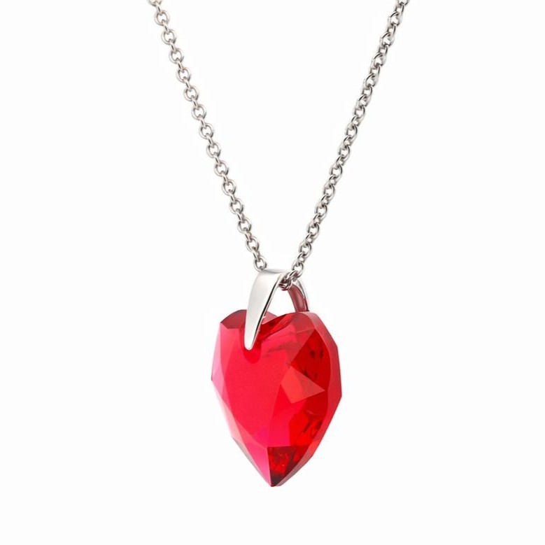 Ezüst nyaklánc - Szív swarovski kristály medállal (1.4 cm) - Piros, light siam Ezüst nyaklánc - Szív swarovski kristály medállal (1.4 cm) - Piros, light siam