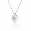 Ezüst nyaklánc - Szív swarovski kristály medállal (1.4 cm) - Fehér átlátszó köves