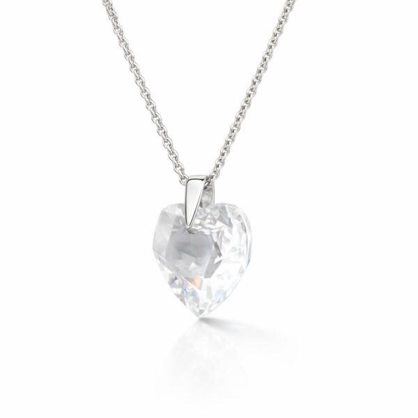 Swarovski ékszerek | Ékszershop - Ekszerwebshop.hu Ezüst nyaklánc - Szív swarovski kristály medállal (1.4 cm) - Fehér átlátszó köves