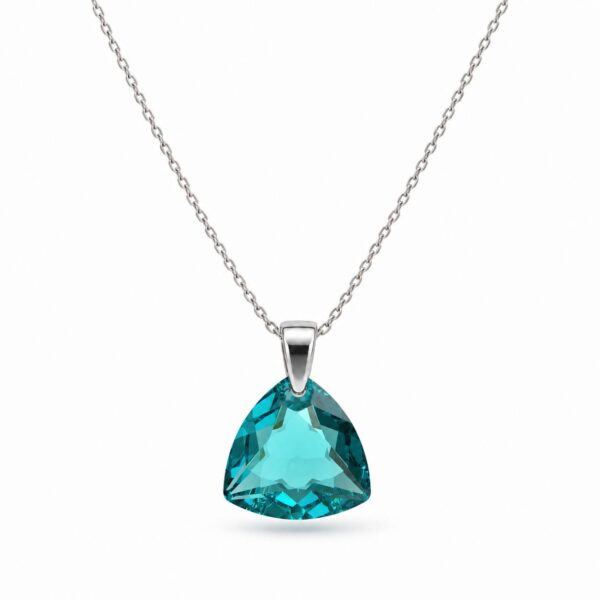 Ezüst nyaklánc - Háromszög swarovski kristály medállal (1.6 cm) - Kék