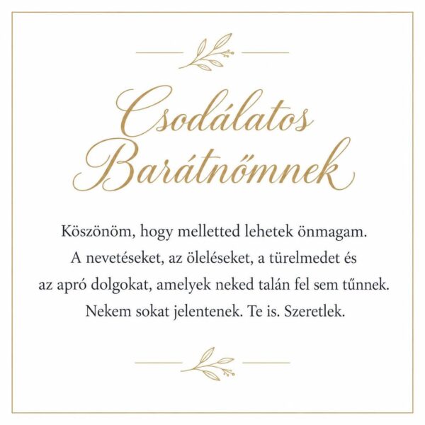 „Csodálatos Barátnőmnek” – szeretetteljes üzenetkártya barátnőmnek-EkszerWebshop.hu-Üzenetkártya