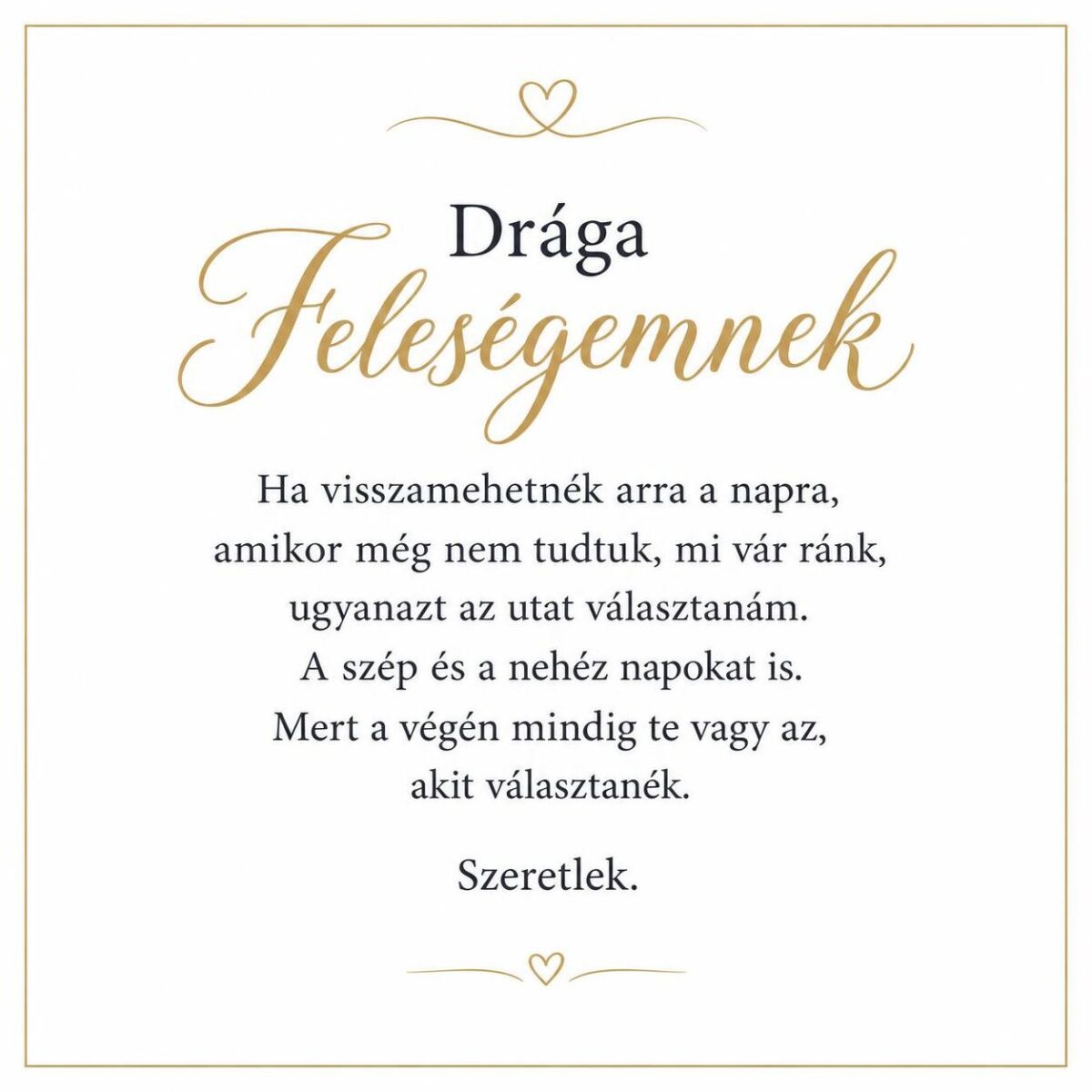 „Drága Feleségemnek” – romantikus üzenetkártya feleségemnek-EkszerWebshop.hu-Üzenetkártya