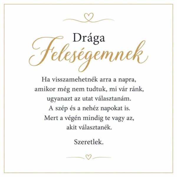 „Drága Feleségemnek” – romantikus üzenetkártya feleségemnek-EkszerWebshop.hu-Üzenetkártya
