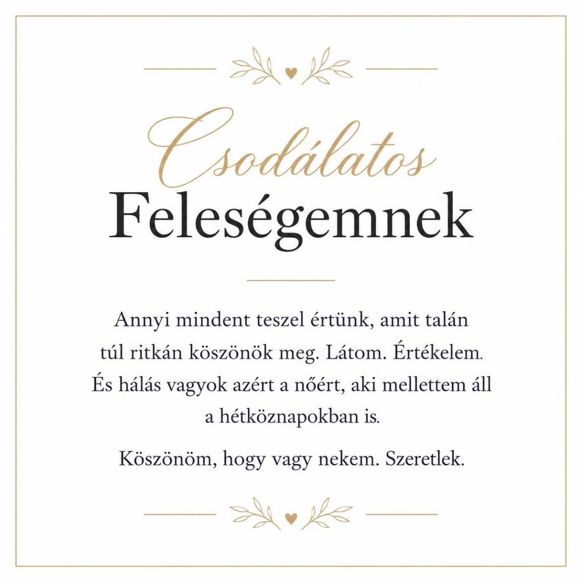 „Csodálatos Feleségemnek” – szeretetteljes üzenetkártya feleségemnek-EkszerWebshop.hu-Üzenetkártya