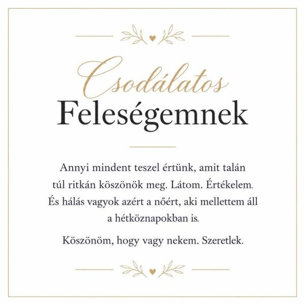„Csodálatos Feleségemnek” – szeretetteljes üzenetkártya feleségemnek-EkszerWebshop.hu-Üzenetkártya