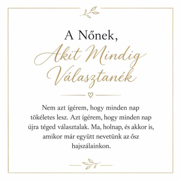 „A Nőnek, Akit Mindig Választanék” – romantikus üzenetkártya feleségemnek-EkszerWebshop.hu-Üzenetkártya
