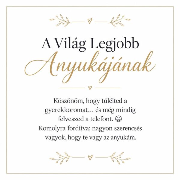 „A Világ Legjobb Anyukájának” – játékos üzenetkártya anyukámnak-EkszerWebshop.hu-Üzenetkártya