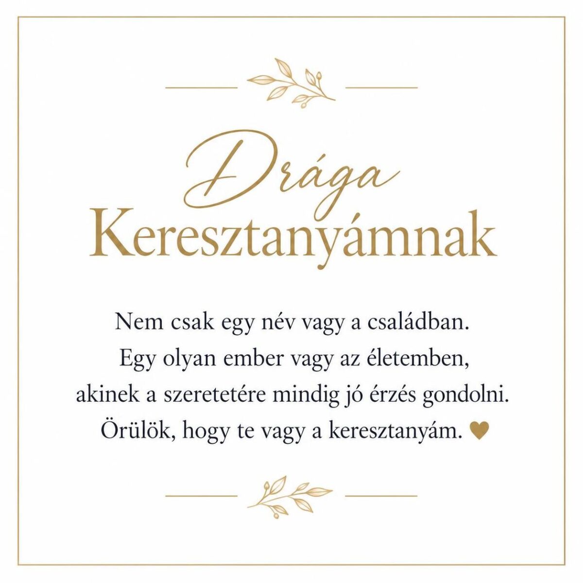 „Drága Keresztanyámnak” – személyes üzenetkártya keresztanyámnak-EkszerWebshop.hu-Üzenetkártya