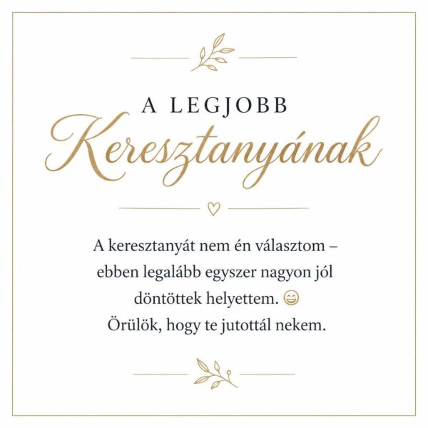 „A Legjobb Keresztanyának” – játékos üzenetkártya keresztanyámnak-EkszerWebshop.hu-Üzenetkártya
