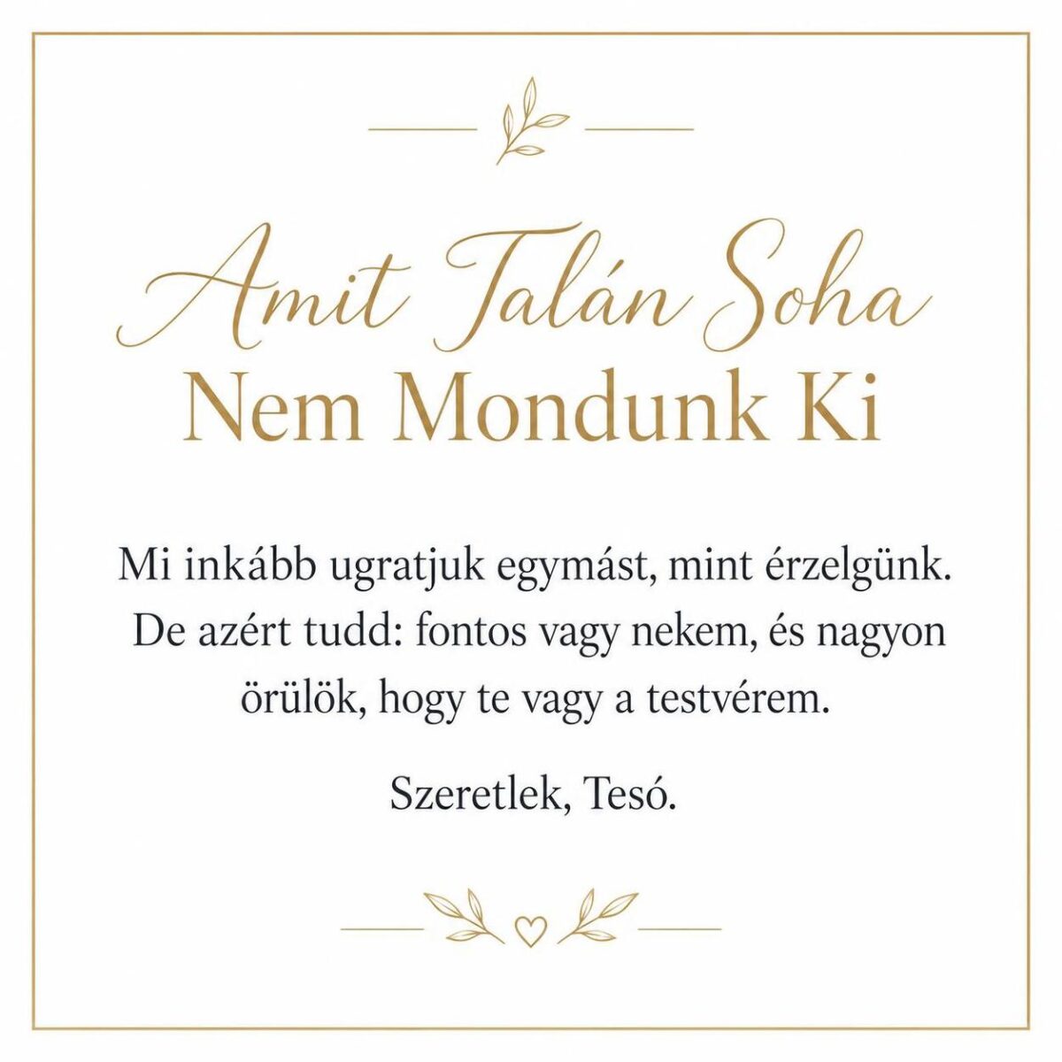 „Amit Talán Soha Nem Mondunk Ki” – megható üzenetkártya testvéremnek-EkszerWebshop.hu-Üzenetkártya