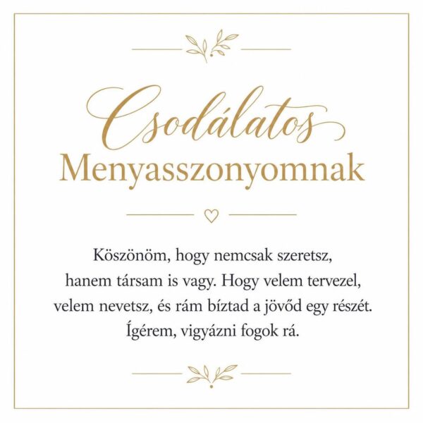 „Csodálatos Menyasszonyomnak” – szeretetteljes üzenetkártya menyasszonyomnak-EkszerWebshop.hu-Üzenetkártya
