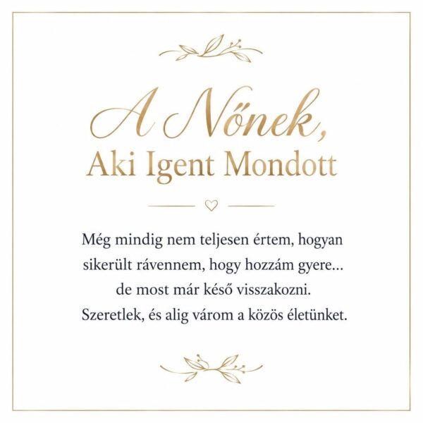 „A Nőnek, Aki Igent Mondott” – játékos üzenetkártya menyasszonyomnak-EkszerWebshop.hu-Üzenetkártya